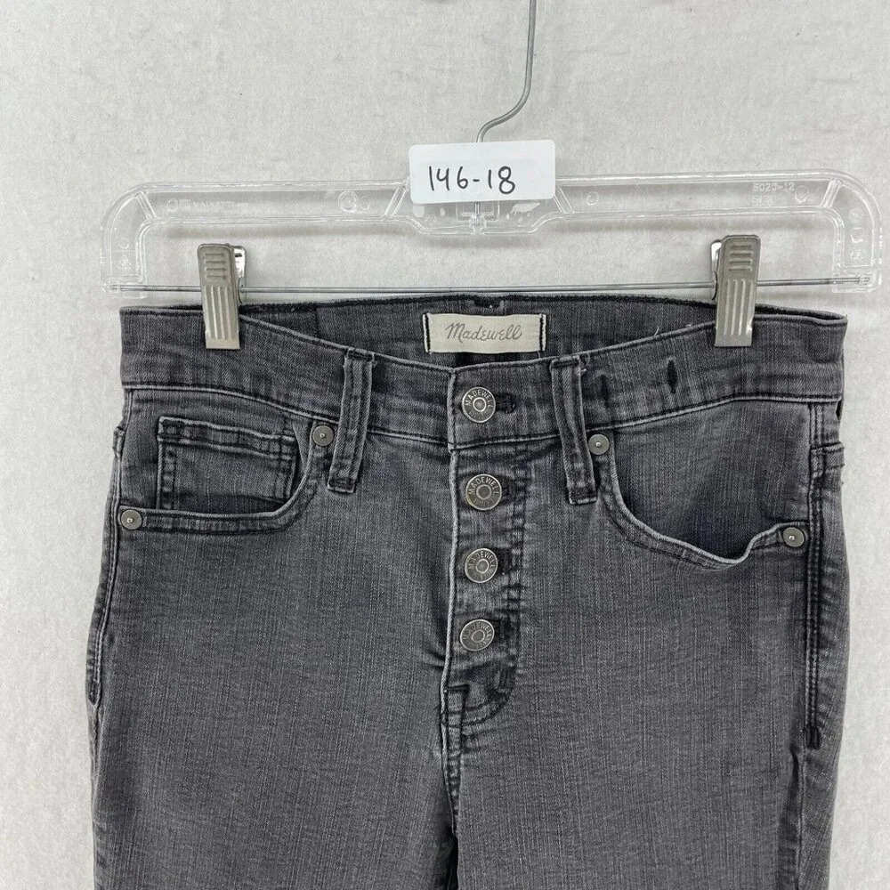 Madewell Jeans Womens 26 Black Wash High Rise Slim Skinny Raw Hem Button Denim - Picture 11 of 11